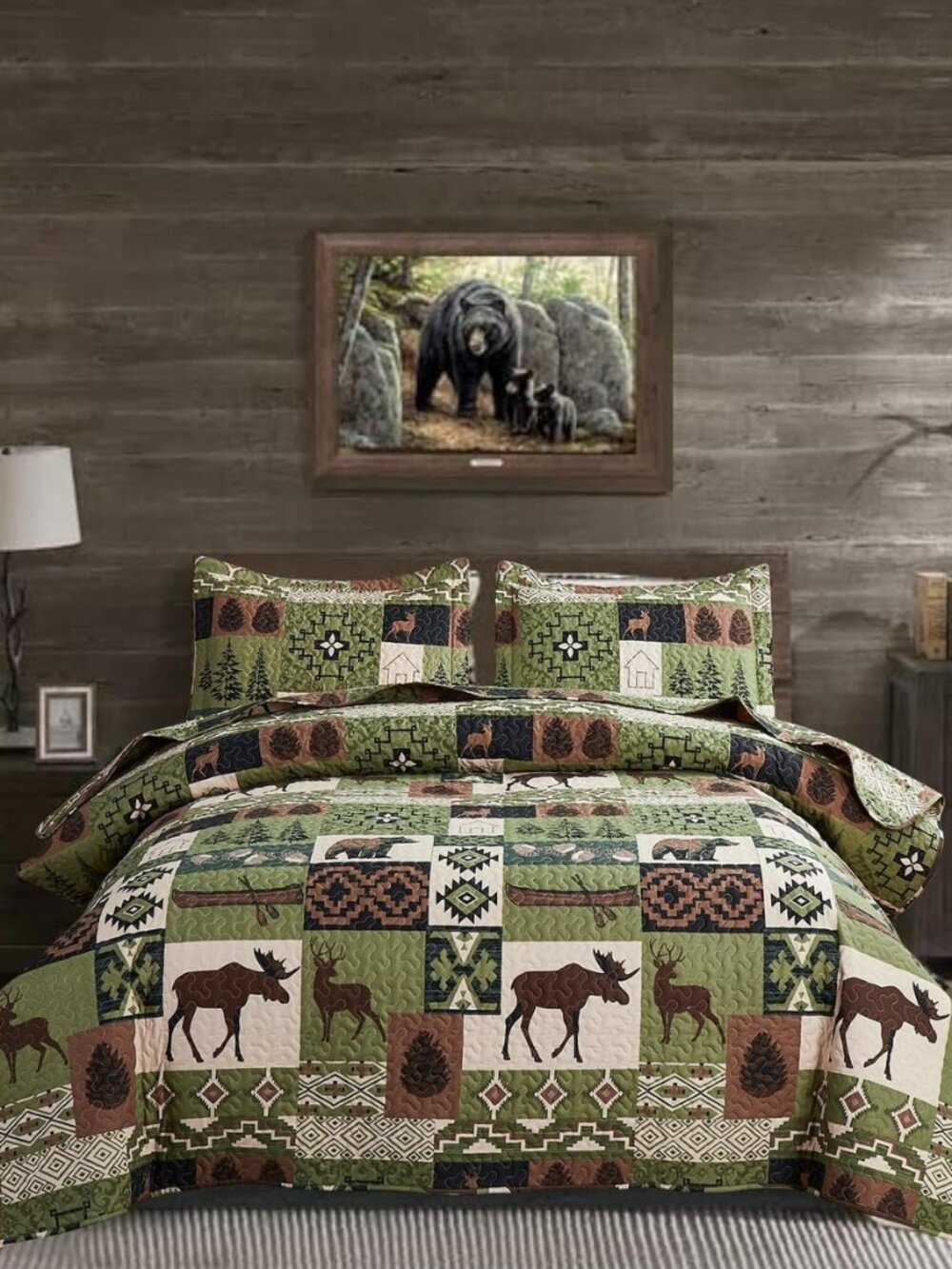Rustic Quilt Set Queen Size Country Patchwork Quilt Bedding Home Lightweight